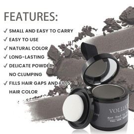 VOLLUCK Hairline Powder for Women Men, VOLLUCK Root Touch Up Hair Powder Root Cover Up Hair Color Powder 0.35 Ounce, Hair Shadow Powder Cover Your Root Concealer, Bald Spots, Eyebrows, Gray