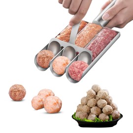 COZHYESS None-Stick Meatballs Kitchen Triple Meatballs Maker Stainless Steel Meatball Maker with Cutting Spade DIY Kitchen Cooking Tools for Quick Cooping Meatballs Fish Balls