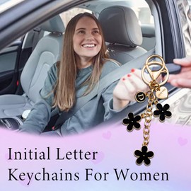 SUDIKUB Initial Letter Keychains For Women Man Kids Girls Coworkers Boss Lady Purse Charms With Love You Heart Cute Name Keychain Gift Mother's Day Gifts For Mom Aunt Grandma Birthday Gifts