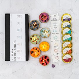 Box & Tales 7 Chakra Scented Candles Gift Box –Aromatherapy Candles for Meditation, Relaxation, Reiki, Yoga and Chakra Balancing – Includes Free Chakra Bracelet,Spiritual Gift Set