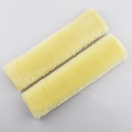 MIRKOO Plush Car Seat Belt Cover Pad, 2-Pack Soft Car Safety Seat Belt Strap Shoulder Pad for Adults and Children, Suitable for Car Seat Belt, Backpack, Shoulder Bag, Laptop Computer Bag(Beige)