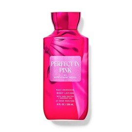 Bath and Body Perfect in Pink Body Lotion Daily Nourishing 8 fl oz / 236 mL Fragrance notes: vibrant cherries, pink camellia and whipped almond crème.