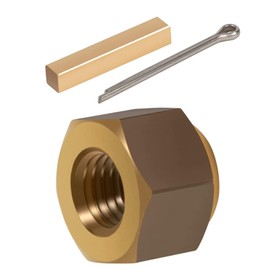 5008 Inboard Prop Nut Kit with New Pin and Key Quality Boating Replacement for 1" and 1-1/8" Shaft Size -Brass 5008 Prop Nut Kit
