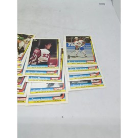 1991-92 TOPPS HOCKEY, TEAM SCORING LEADERS COMPLETE INSERT SET, CARDS 1-21, NRMT