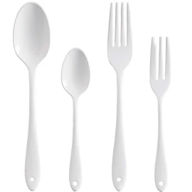 Nagao Tsubamesanjo Enamel Dinner Cutlery Set, 4 Pieces, White, Made in Japan