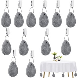Qooloo Pack of 12 Tablecloth Weights Made of Natural Stone, Outdoor Tablecloth Weights Set, Tablecloth Weights Made of Natural Marble, Extra Heavy Weight, for Parties, Picnics, Weddings