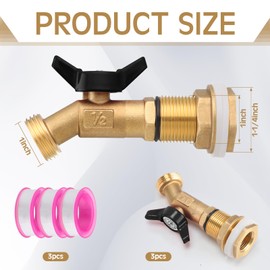 JaGely 3 Sets Brass Rain Barrel Spigot Kit with Heavy Duty Bulkhead Fitting Quarter Turn Ball Valve Rain Barrel Faucet for Aquariums, Water Tanks, Tubs, Pools(Black)