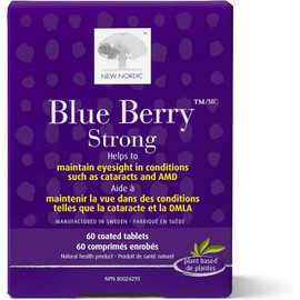 New Nordic Blue Berry Strong - Eye Support Supplement with Bilberry & Lutein - Improves Macular Pigmentation Levels - Non-GMO, Gluten-Free & Dairy-Free - 60 Vegan Tablets