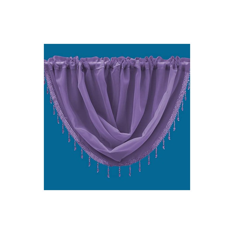Plain Beaded Voile Swags Net Curtains Voile Swag Valance Pelmet