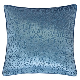Homey COZY Modern Velvet Throw Pillow Cover,Spa Blue Luxury Elegant Floral Soft Fuzzy Cozy Warm Slik Decorative Square Couch Cushion Pillow Case 20 x 20 Inch, Cover Only