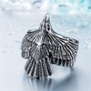 SINLEO Freedom Vintage Silver Black American US Eagle Stainless Steel