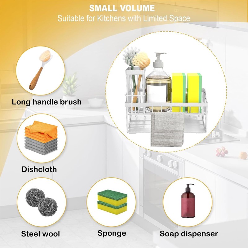 FunMacchi Sink Organiser - Kitchen Organiser with Sponge Holder, Dish