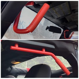 MEALAM Front & Rear Grab Handle Kit Aluminum Alloy Grab Bar for 2007-2018 Jeep Wrangler JK JKU Rubicon Sport Sahara (Red)