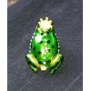 Globe Frog Prince Trinket Box Bejeweled Rhinestone Enamel Metal Magnetic