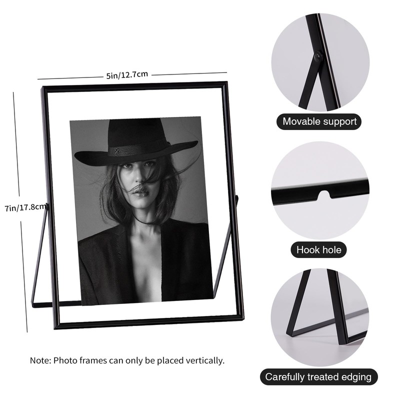 IZIDDO Black Floating Frame, 5"x7" Metal Frame For Picture 4x6,3.5x5,
