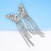BASIC HOUSE Rhinestone Crystal Boho Long Tassel Sparkle Dangle Earrings