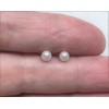 White Round Glass Stud Earrings - 925 Sterling Silver -