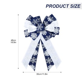 Gukasxi Christmas Wreath Bows Large Snowflake Bow Christmas Tree Topper Bows Burlap Bows Ornaments Decorative Gift Bow for Front Door Wreath Home Wedding Christmas Party Favor Decor