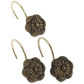 Carnation Home Fashions Auburn Ceramic Resin Shower Curtain Hook, Antique Gold