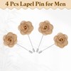 uxcell 4Pcs Rose Lapel Pin for Men, Satin Flower Lapel
