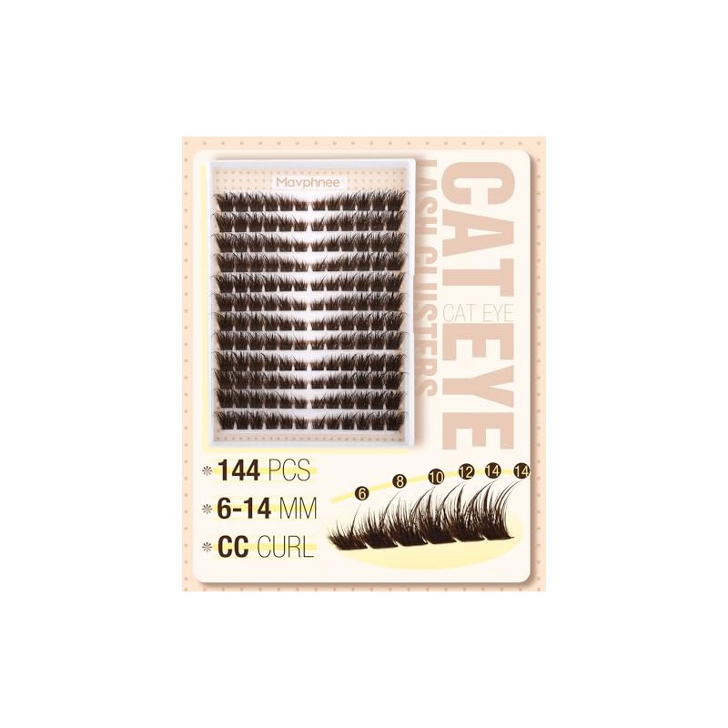 Brown Lash Clusters Pre-Mapped Eyelash Clusters Cat Eye Cluster Eyelash