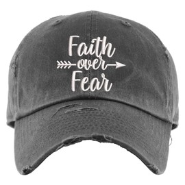 Faith over Fear Hat | Distressed Baseball Cap or Ponytail Hat | Faith Hat, Christian Hat