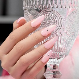 RARJSM Glitter Rubber Base Gel Nail Polish Nude Pale Pink Gold Shimmer Rubber Base Gel for Nails Brush on Quick Extend Builder Hard Gel Soak Off Curing Requires 15ml Salon Home French Manicure