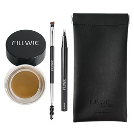 Eyebrow Pomade Stamp, Microblading 2 Tip Liquid Eyebrow Pen, Eye brow Kit with Angled Spoolie Brush and PU Pouch for Travel (Blonde)