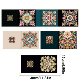 Pigpigboss - Juego de 6 tarjetas de felicitación de arte de mandala con diamantes, tarjetas de cumpleaños de flores con diamantes, tarjetas de pintura de diamantes con forma especial, manualidades