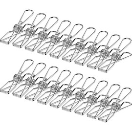 Skroad Clothespins, Rust-proof Stainless Steel Windproof Clothespins 100 Pack, Strong Grip Laundry Clothespins for Indoor and Outdoor Use, Drying Clothes and Bedding Silver, Multi-purpose Hanger Clips