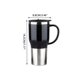 Riloer 12V 50W 450ML Car Electric Heating and Keeping Warm Cup, Heating Cup Coffee Cup with Charger Cable for Traveling Camping, Black/Blue