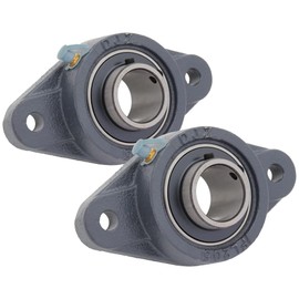 [2-Pack] UCFL206-20 - 2-Bolt Flange-Mount Ball Bearing Unit, Insert Bearing UC206-20, Cast Iron Housing FL206, 1-1/4 in (31.75 mm) Bore Shaft, Set Screw Locking, 5-13/16 in (147.637 mm) Flange Height