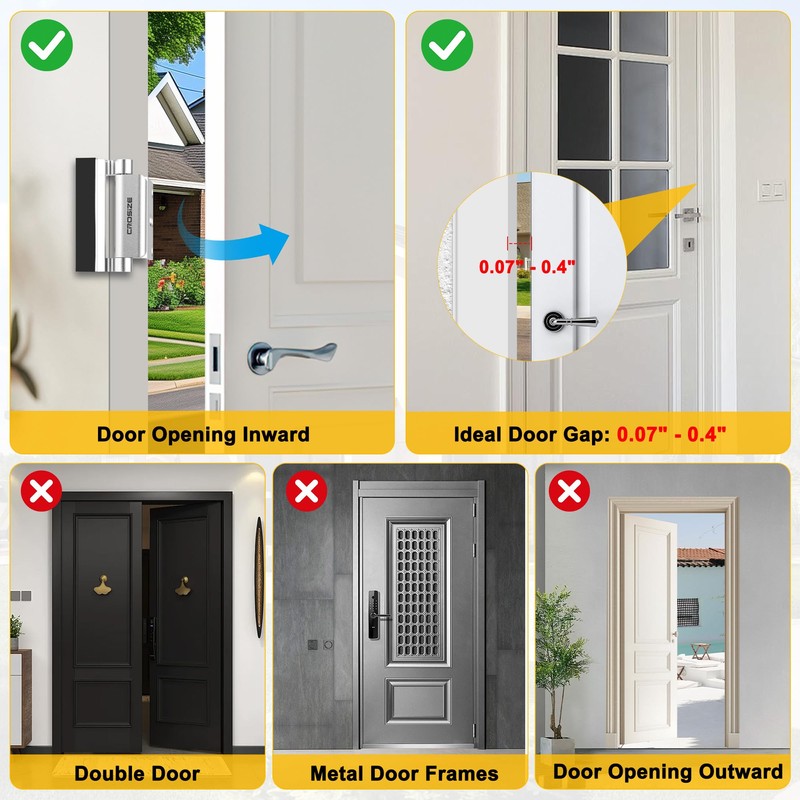 Home Security Door Lock, Upgraded Metal Door Reinforcement Lock, 3"