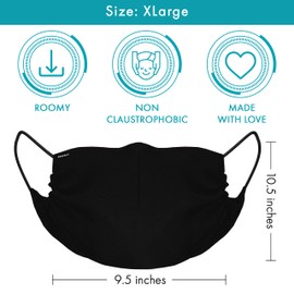 MASHELE 4pk Fashion Face and Beard Extra Large Reusable Cloth Adult Reversible Covering for Bearded Men (Black 4 pack)