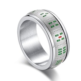 Aloha Moni Mahjong Tile, Ring, Kokushi Musou, 360 Degree Rotation, Mahjong, Yuman, Stainless Steel, Rust-Resistant, Silver, Heavy, Simple, Amulet, Men's, Women's, Unisex