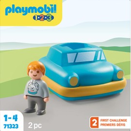 PLAYMOBIL 1.2.3 71323 Push & Go Car, Toy Car with Flywheel Motor, Educational Toy for Toddlers, Toy for Children from 12 Months