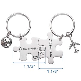 LParkin I'll Be Back I'll Be Waiting Puzzle Keychain Couples Set Long Distance Relationships Gifts For Couples Love Friendship Gift