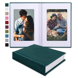 Pssoss Small 4x6 Photo Album with Writing Space Holds 20 Photos Ideal for Wedding Theme-Album and Baby Photo Album (Dark Green)