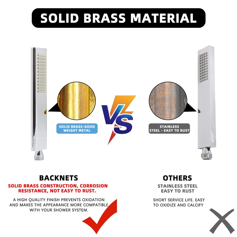 Backnets Solid Brass Handheld Shower Head Arc Design High Pressure