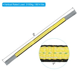 PATIKIL Lift Strap 1" x2', 2-Ply Polyester Tie Down Web Straps 3100lbs Capacity for Lifting Moving Rigging Hoisting, Yellow