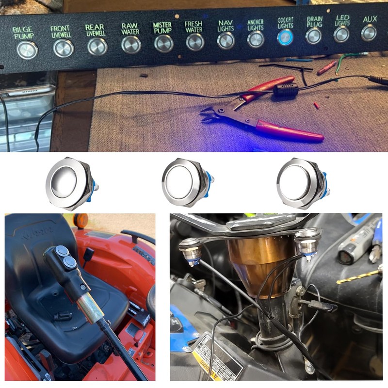 10Pcs Push Button Switch- Metal Waterproof and Rustproof Toggle Switch