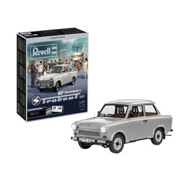 Revell 05630 60th Anniversary Trabant 601 "Exclusive Edition 1:24 Scale Unbuilt/Unpainted Plastic Model Kit with Accessories, Molded Colour