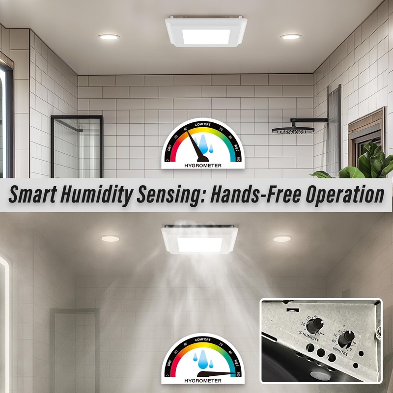 JULLISON Bathroom Exhaust Fan with Humidity Sensor: 100CFM Ventilation Fan