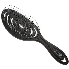 Head Jog 08 Paddle Brush Flexible Soft Pin Bristles, Detangling Wet Or Dry Hair. Gentle Brushing Straw Brush. Detangle Round Brush for Straight, Curly & Wavy Hair. (Monochrome Collection Charcoal)