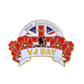 1945-2025 VJ Day 80th Anniversary Pin Union Jack Victory Over Japan Red Poppy Pioneer Brooch Enamel Badge Memorabilia