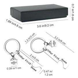 Enkrio Keychains, Stainless Steel, Set of 2, Key Ring, Heart Shaped, Pair, Plate, Engraved, Matching Ring, Adult, Stylish, Small, Cute, Simple, For Men and Women, Married Couples, Birthday,