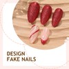 Almond Press on False Nails Medium Red Press on False