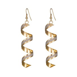 Gold Silver for Women Twist Spiral Earrings Dangle Earring Charm Jewellery Silver Gold Black Long Earring (Gold), Metal
