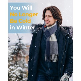 Heated Scarf Gifts Idea for Men Him Dad Husband Boyfriend Couple Brother Friend Who Have Everything Birthday Christmas Anniversary Stress Relief Unique Gift Fall Warm Presents Blue Striped Scarves