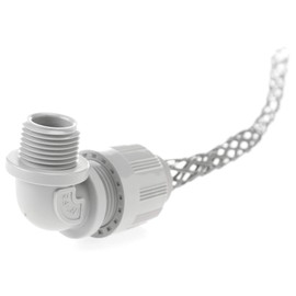Woodhead 5543NM Cable Strain Relief Grip, O-Ring, Locknut, Max-Loc Cord Seal, Right Angle Male, Non-Metallic Mesh Mesh, 3/4" NPT Thread Size, Orange Grommet Color, .625-.750" Cable Diameter